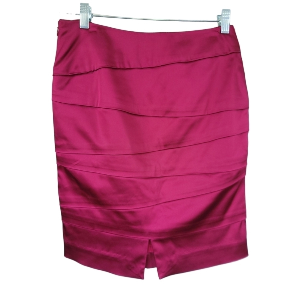WHBM Cranberry Red Satin Bandage Pencil Mini Skirt Cocktail Party Date Night